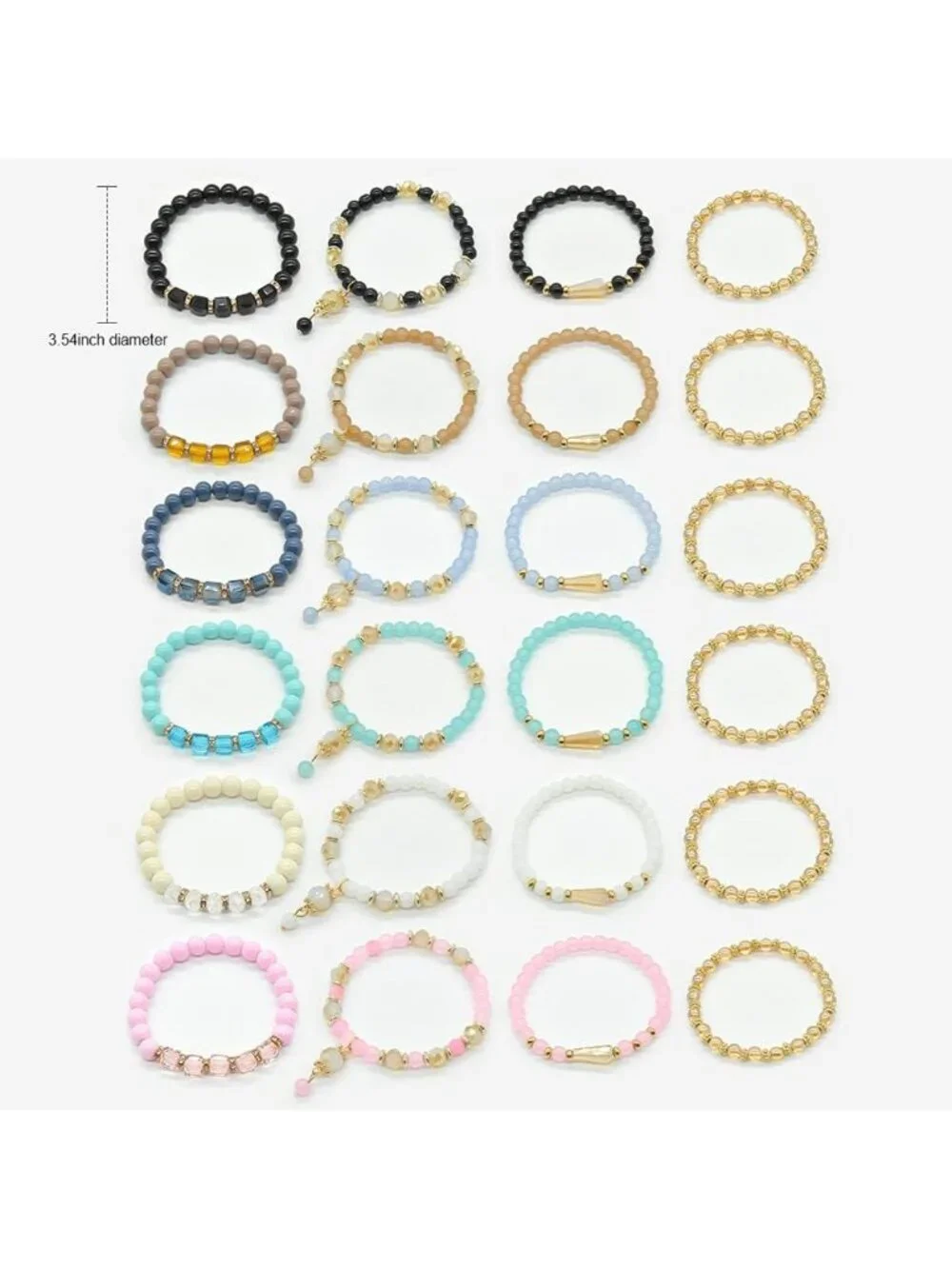 Boho Stackable Bracelet Set for Women - 6 Multi-Color Stretch Hippie Jewelry